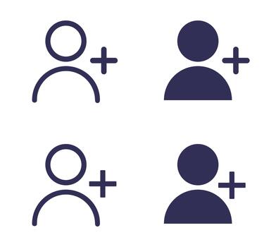Set of Add user icon on white background. vector