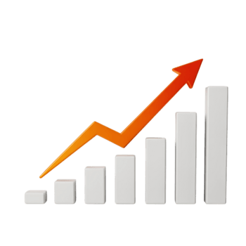 3d bar Graf med uppåt trend pil Diagram data png