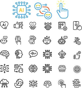 Artificial intelligence icons representing technology and emotions computer vector