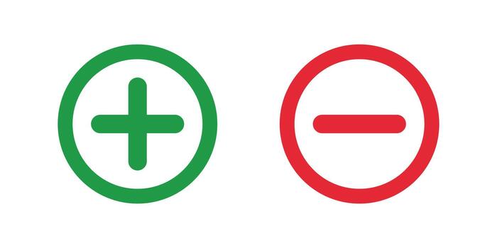 Plus and minus circle outline icon, representing addition, subtraction, and mathematical operations vector