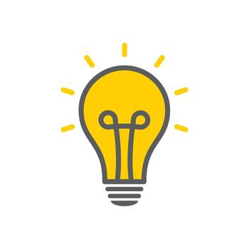 Light bulb icon with rays symbolizing innovation, bright ideas, and creativity vector