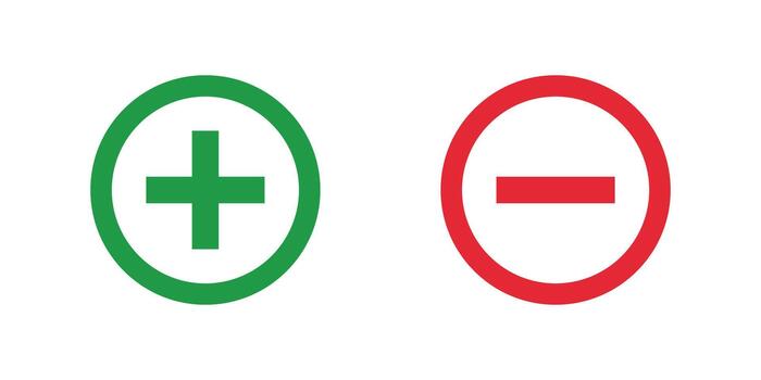 Plus and minus icons, representing addition, subtraction, and mathematical operations vector
