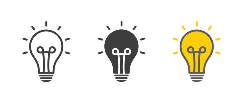 Light bulb icon with rays, symbolizing innovation, bright ideas, and creativity vector