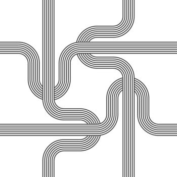 Abstract design of interconnected curved lines, representing unity, connection, and continuity in a geometric pattern vector