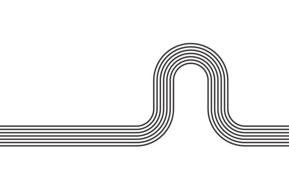 Abstract design of a curved line with an arc, symbolizing flow, movement, and creative continuity vector