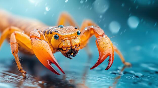 A large red crab is standing on a rock photo