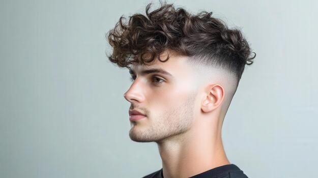 hombre con afeitado cabeza y un afeitado barba foto