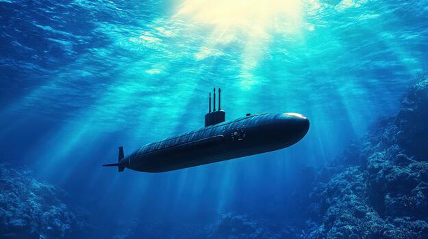 A submarine in ocean underwater photo