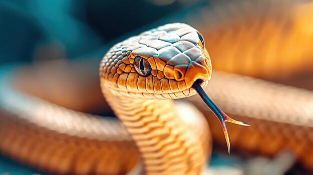 A snake with its mouth open and tongue out photo