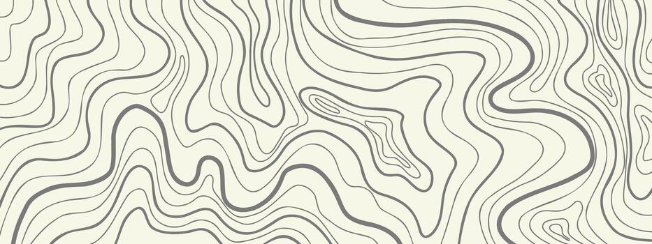 resumen topográfico contorno mapa. geográfico línea montaña alivio. antecedentes con líneas y olas en fondo. cartografía, topología, o terreno camino concepto vector