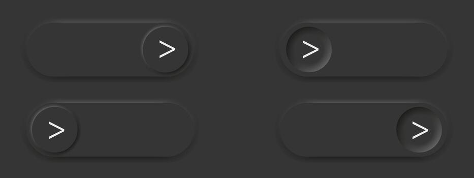 Direction sign button for Apps, Websites, Interfaces, and mobile apps. UI UX. Set of black buttons. Direction arrow symbols. 3D Neumorphism design style. design elements vector