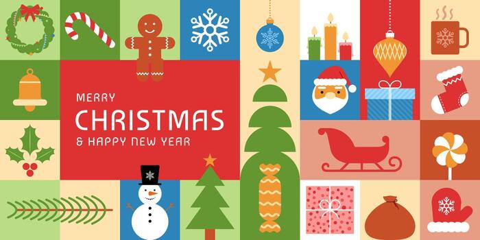 merry christmas and happy new year abstract geometric banner background vector