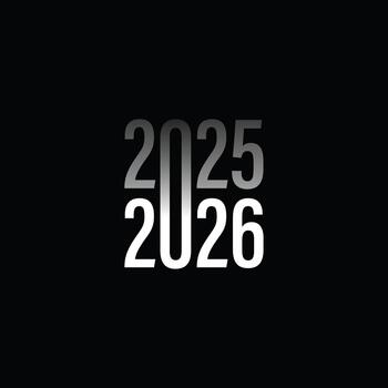 2025 to 2026 modern minimalistic new year transition design with elegant silver gradient typography vector