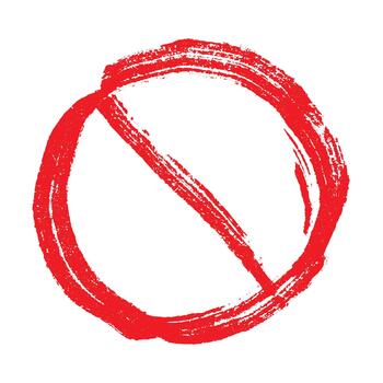 Hand drawn prohibition sign No entry symbol Red circle with cross line clipart in doodle style Ban Restriction Forbidden stop Single element for print, web, design entry stop vector