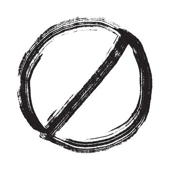 forbidden scribble Hand drawn prohibition sign No entry symbol Black circle with cross line clipart in doodle style Ban Restriction Forbidden stop Single element for print, web, design vector