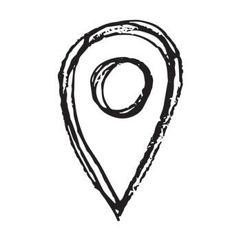 mano dibujado mapa alfiler mapa marcador puntero firmar GPS y cartografía herramientas ubicación alfiler símbolo determinar con precisión clipart en garabatear estilo soltero elemento para web, diseño alfiler marcador vector