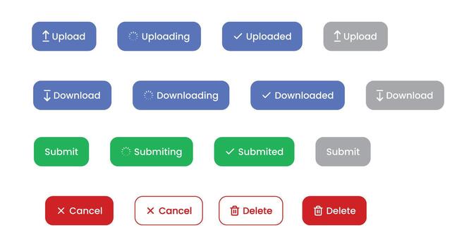 UI Buttons for File Operations and Actions illustration vector