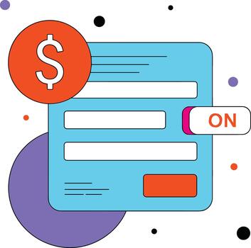 Orange dollar sign on blue form with on button abstract background vector