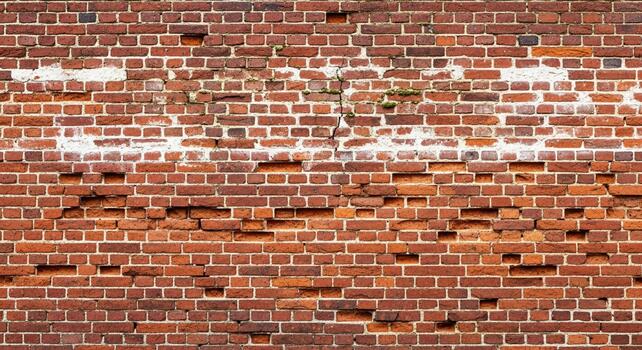 afligido rojo ladrillo pared antecedentes con resistido textura y sutil musgo crecimiento ofertas rústico encanto para diseño proyectos foto