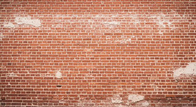 Rustic red brick wall texture with distressed stucco, perfect for backgrounds, design elements, or adding vintage charm to projects photo