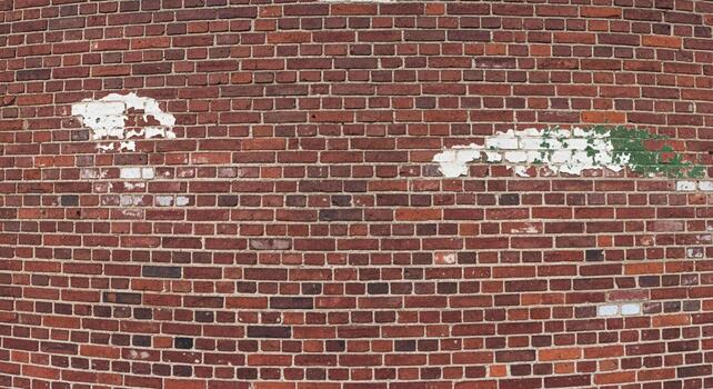 Rustic red brick wall with peeling paint creates unique texture for backgrounds or architectural design projects and brings vintage charm photo