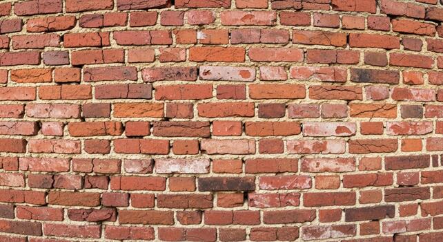 Authentic rustic red brick wall texture with weathered imperfections and warm, inviting tones perfect for background design. photo