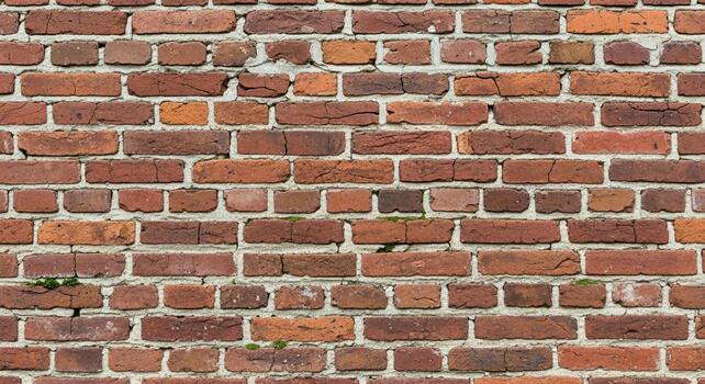 Authentic vintage brick wall texture providing a rustic, weathered backdrop for diverse design projects photo