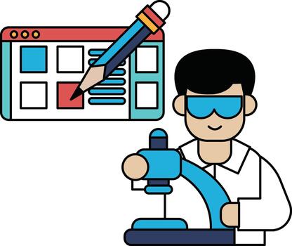 un hombre es dibujo en un computadora pantalla con un lápiz vector