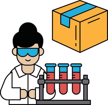 A man in a lab coat is holding three test tubes vector