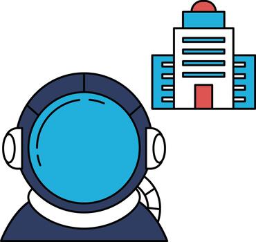 A man in a spacesuit is looking at a building vector