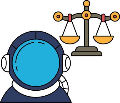 un hombre en un traje espacial es en pie en frente de un escala vector