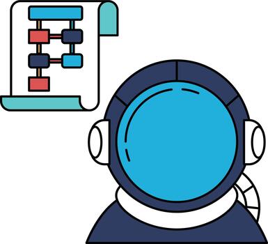 A man in a spacesuit is wearing a headset and looking at a diagram vector