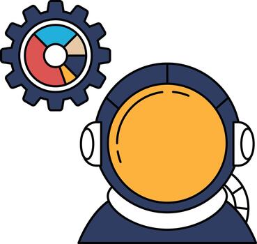 un hombre en un traje espacial es en pie siguiente a un engranaje vector