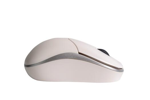 Sleek wireless computer mouse side view with modern design for office use photo