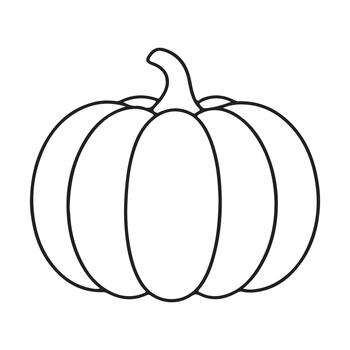 Outline of a pumpkin with distinct ridges and a curved stem, showcasing its round shape and natural texture, ideal for autumn-themed illustrations and designs vector