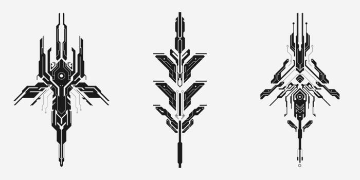 Futuristic cyberpunk tech element set. Sci-Fi interface. vector