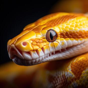 un cerca arriba de un amarillo y blanco serpiente foto