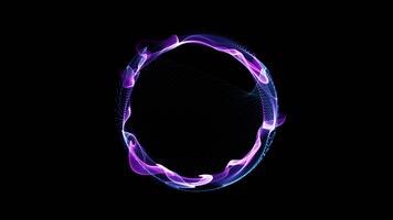 looping abstrakt sfär tillverkad av vågig blå och lila fraktal rader strömmande mjukt med lysande djup och energi fält rörelse. video