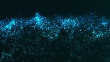 looping turquesa partícula ondas formando uma brilhando fluido movimento campo com cintilante profundidade e suave dinâmico movimento. video