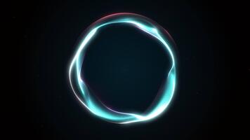 Bright red and turquoise gradient energy sphere with liquid glowing edges. Abstract futuristic plasma orb animation in seamless 4K loop. Elegant tech background motion. video