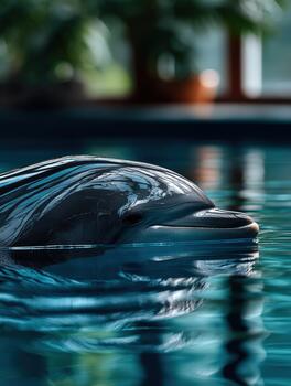 A dolphin is swimming in a pool photo