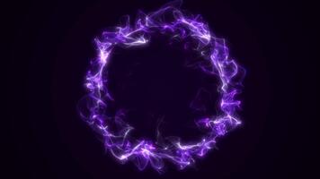 viola neon fibre creare un' rotante energia vortice squillo. senza soluzione di continuità ciclo continuo con dinamico raggiante movimento e in profondità futuristico fluire. video
