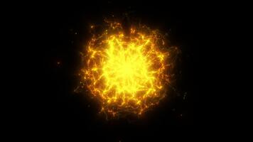 Golden energy plasma field with bright core and swirling particles. Seamless loop for dynamic tech, sci-fi and abstract motion design. video
