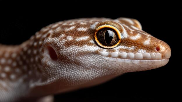 A close up of a geckol's face photo
