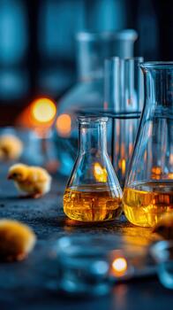 mullido polluelos explorador bio investigación laboratorio con cristalería y vistoso líquidos foto