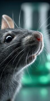 Inquisitive mouse explores a lab environment during a scientific experiment photo