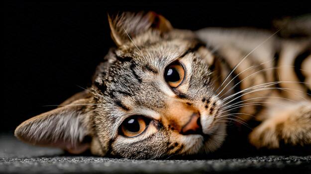 Cozy cat resting in a warm spot, capturing the essence of feline comfort photo