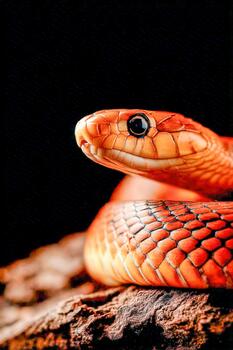 Coiled snake displaying defensive posture against potential threats photo