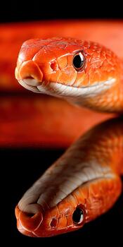 Striking vibrant serpent displayed against a dark background photo