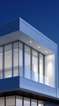 Modern architectural design featuring glass and clean lines in evening light photo